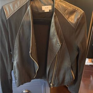 Helmut Lang Black Leather Moto Jacket Asymmetrical Zipper